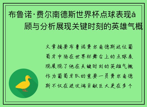 布鲁诺·费尔南德斯世界杯点球表现回顾与分析展现关键时刻的英雄气概